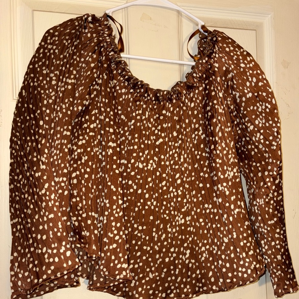 Brown Polka Dot Women's Top